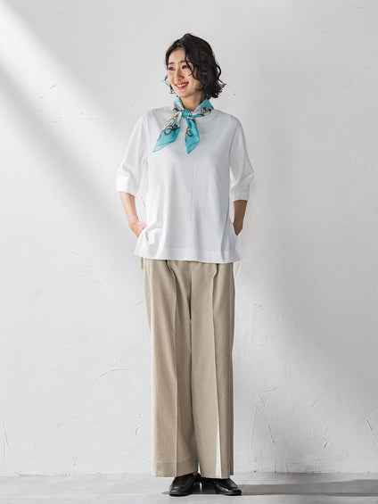 Tシャツ風ニットプルオーバー≪手洗い可能≫