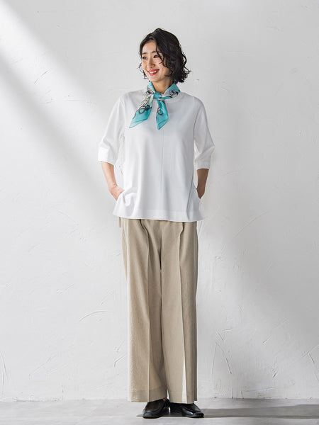 Tシャツ風ニットプルオーバー≪手洗い可能≫