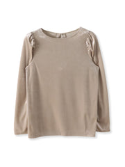 パフ袖ベロアカットソー