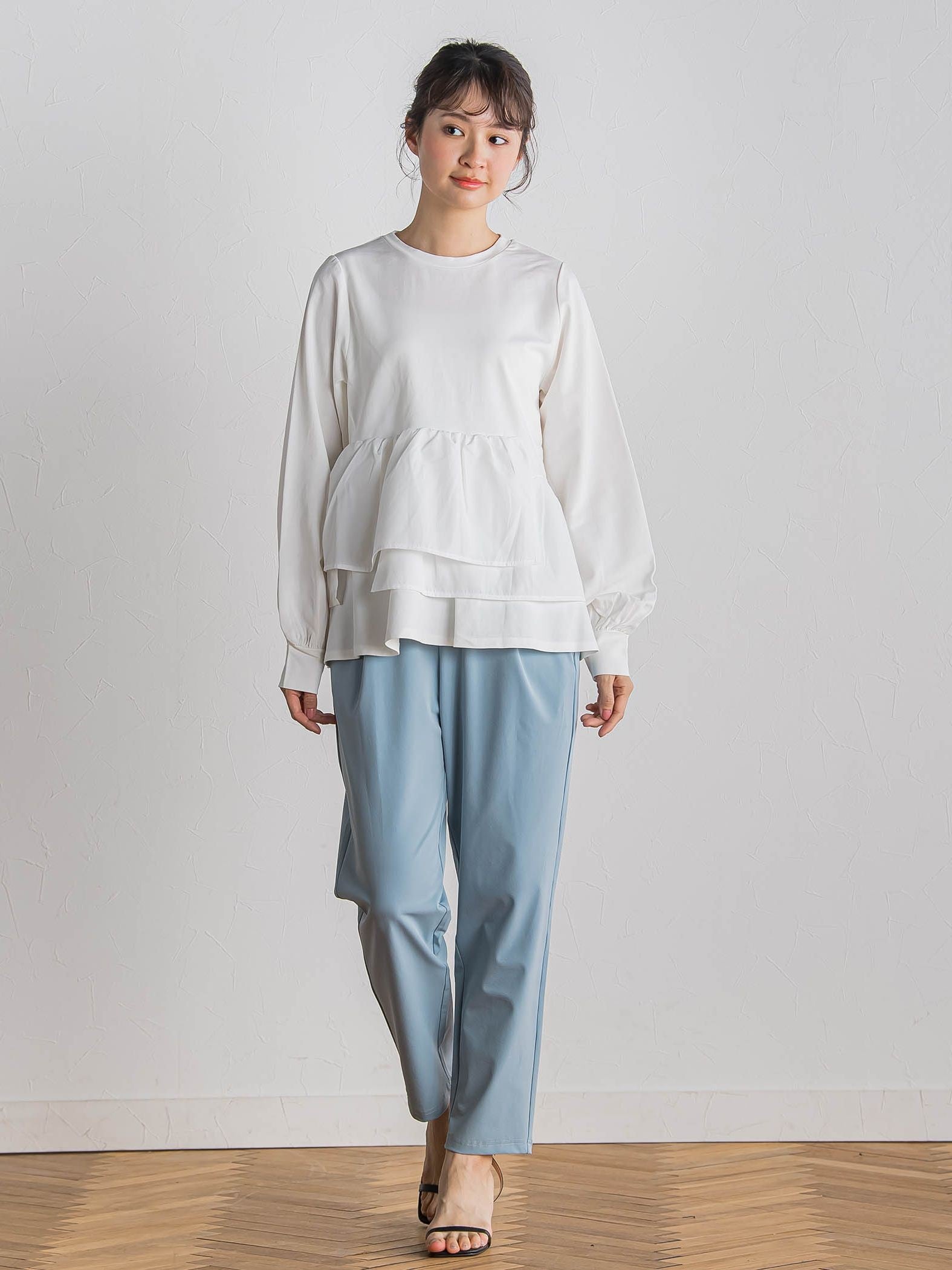 【WEB限定】異素材Aラインプルオーバー≪洗濯機で洗える≫