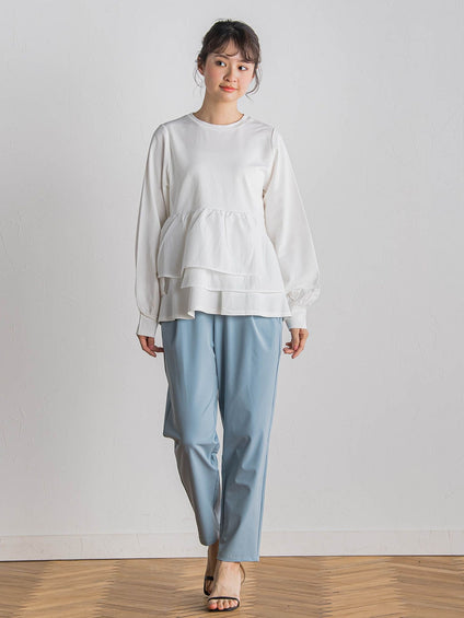 【WEB限定】異素材Aラインプルオーバー≪洗濯機で洗える≫