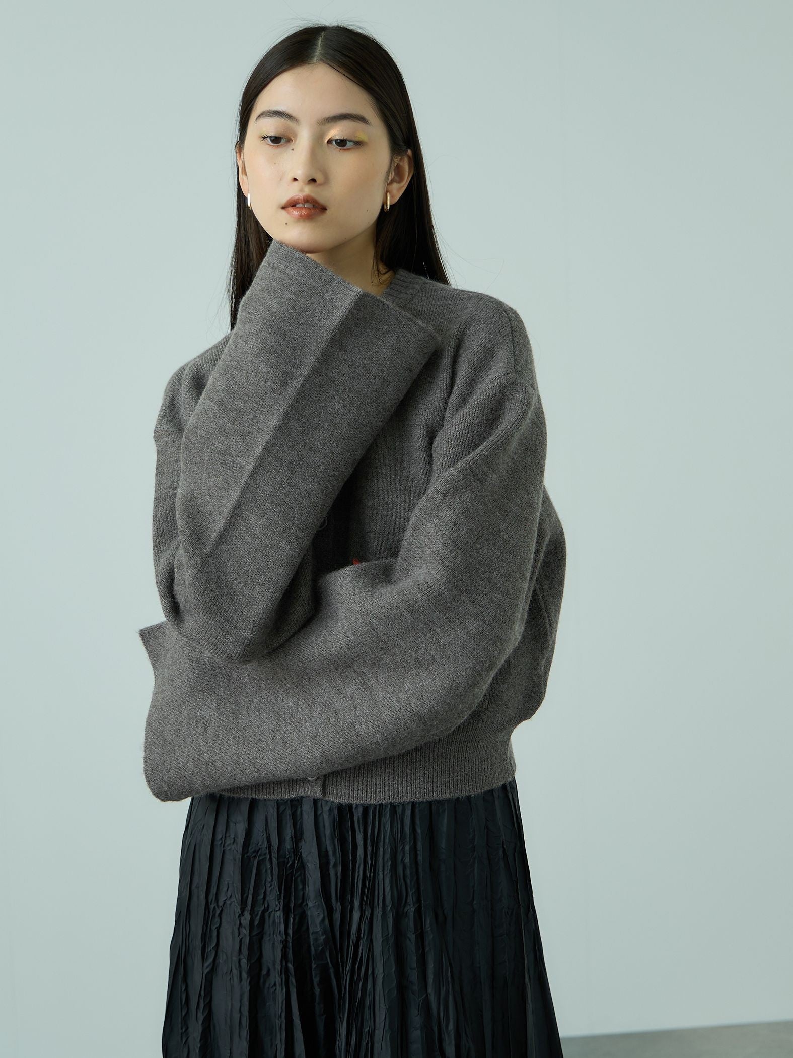 アルパカタッチダブルフェイスニットカーディガン≪手洗い可能≫