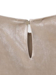 パフ袖ベロアカットソー