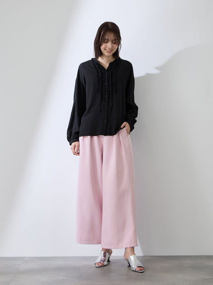 ダブルインタックプルオンワイドパンツ