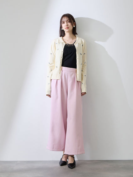 ダブルインタックプルオンワイドパンツ