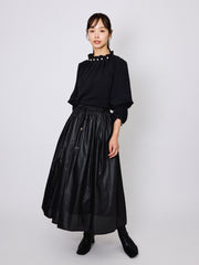 スリーブ2WAYパールネックブラウス≪洗濯機で洗える≫