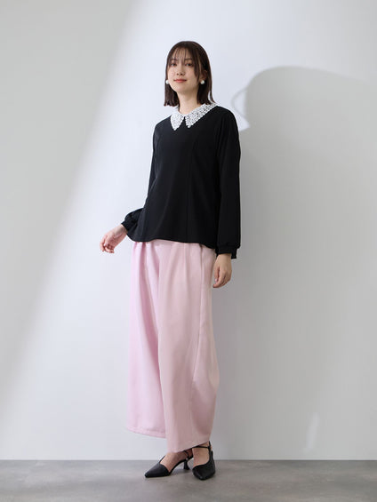 ダブルインタックプルオンワイドパンツ