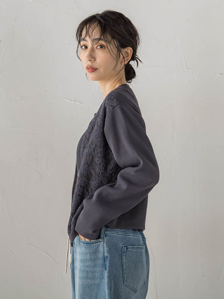 レースドッキングカーディガン