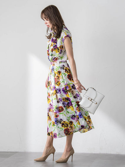 【KEITA KAWASAKI × Viaggio Bluコラボ】パンジープリントスカート