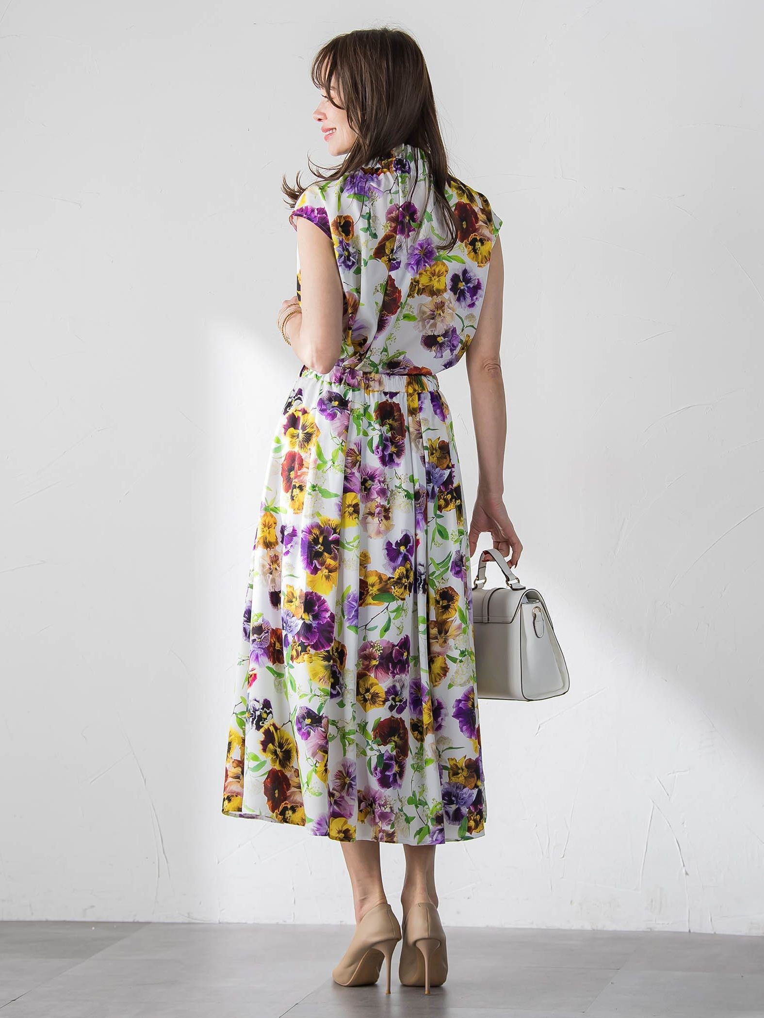 【KEITA KAWASAKI × Viaggio Bluコラボ】パンジープリントスカート