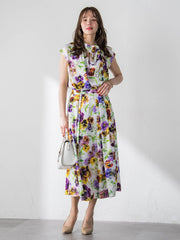 【KEITA KAWASAKI × Viaggio Bluコラボ】パンジープリントスカート