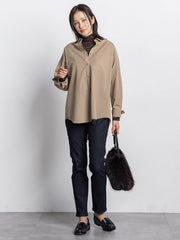 【WEB限定】吸湿発熱スムースストレッチタートルカットソー