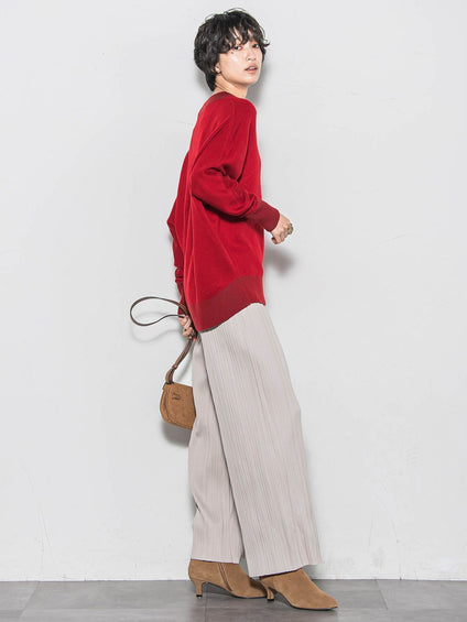 【WEB限定】裏起毛プリーツパンツ≪手洗い可能≫