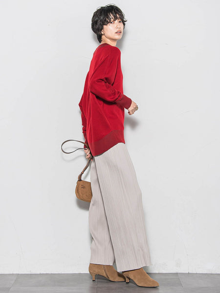 【WEB限定】裏起毛プリーツパンツ≪手洗い可能≫