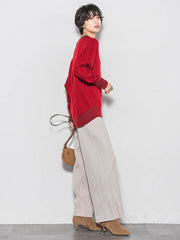 【WEB限定】裏起毛プリーツパンツ≪手洗い可能≫