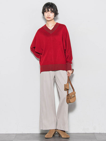 【WEB限定】裏起毛プリーツパンツ≪手洗い可能≫