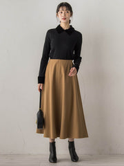 両面起毛ストレッチスカート≪洗濯機で洗える≫