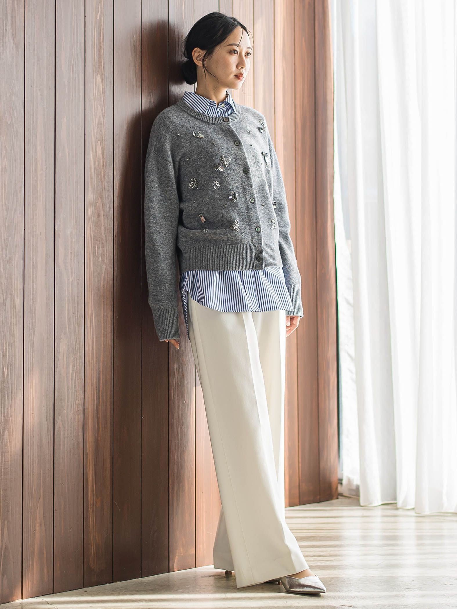 ビジュー刺繍カーディガン≪手洗い可能≫