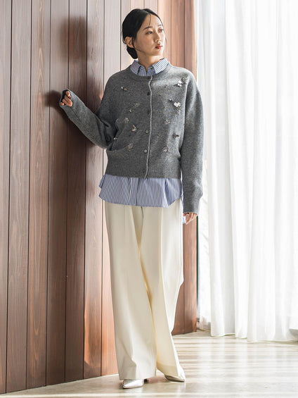 ビジュー刺繍カーディガン≪手洗い可能≫