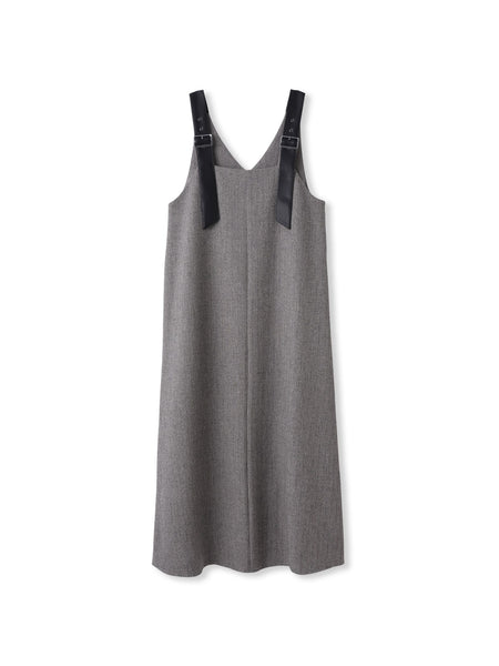 ミックスツイード×レザーライクジャンスカ≪洗濯機で洗える≫