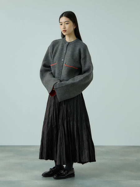 ワッシャーマットサテンプリーツスカート≪手洗い可能≫