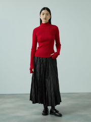 ワッシャーマットサテンプリーツスカート≪手洗い可能≫