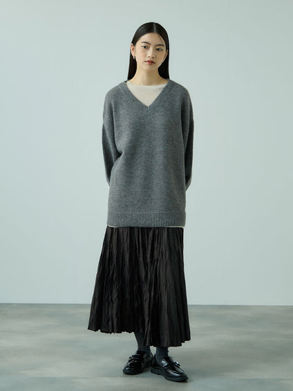 ワッシャーマットサテンプリーツスカート≪手洗い可能≫