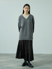 ワッシャーマットサテンプリーツスカート≪手洗い可能≫