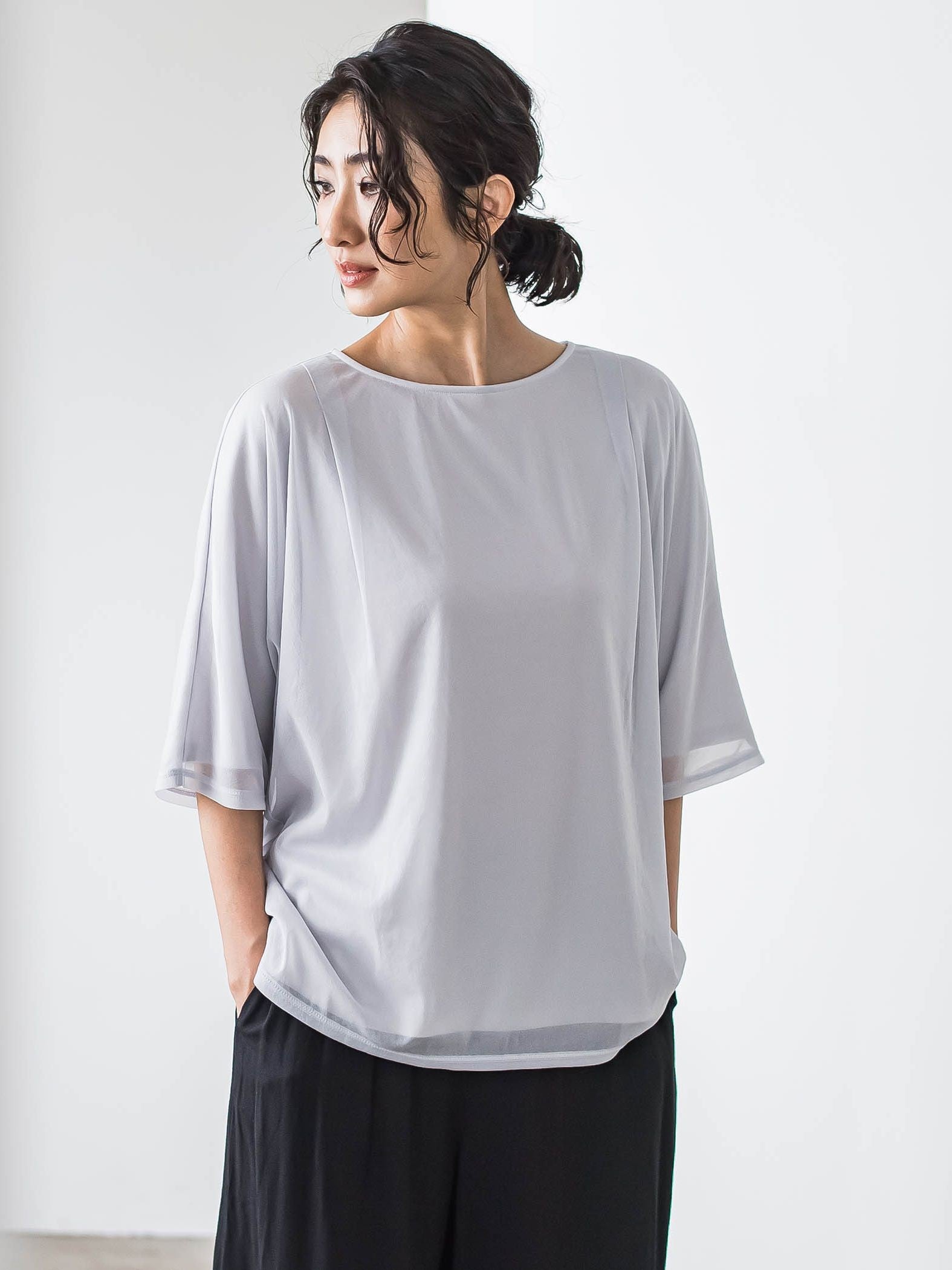 トリコットシフォンカットソー≪洗濯機で洗える≫