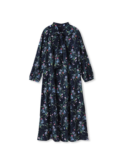 ウィンターフラワープリントワンピース