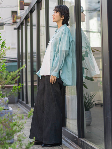 【大きいサイズ】セルロースデニムワイドパンツ