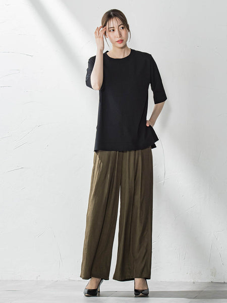 Tシャツ風ニットプルオーバー≪手洗い可能≫