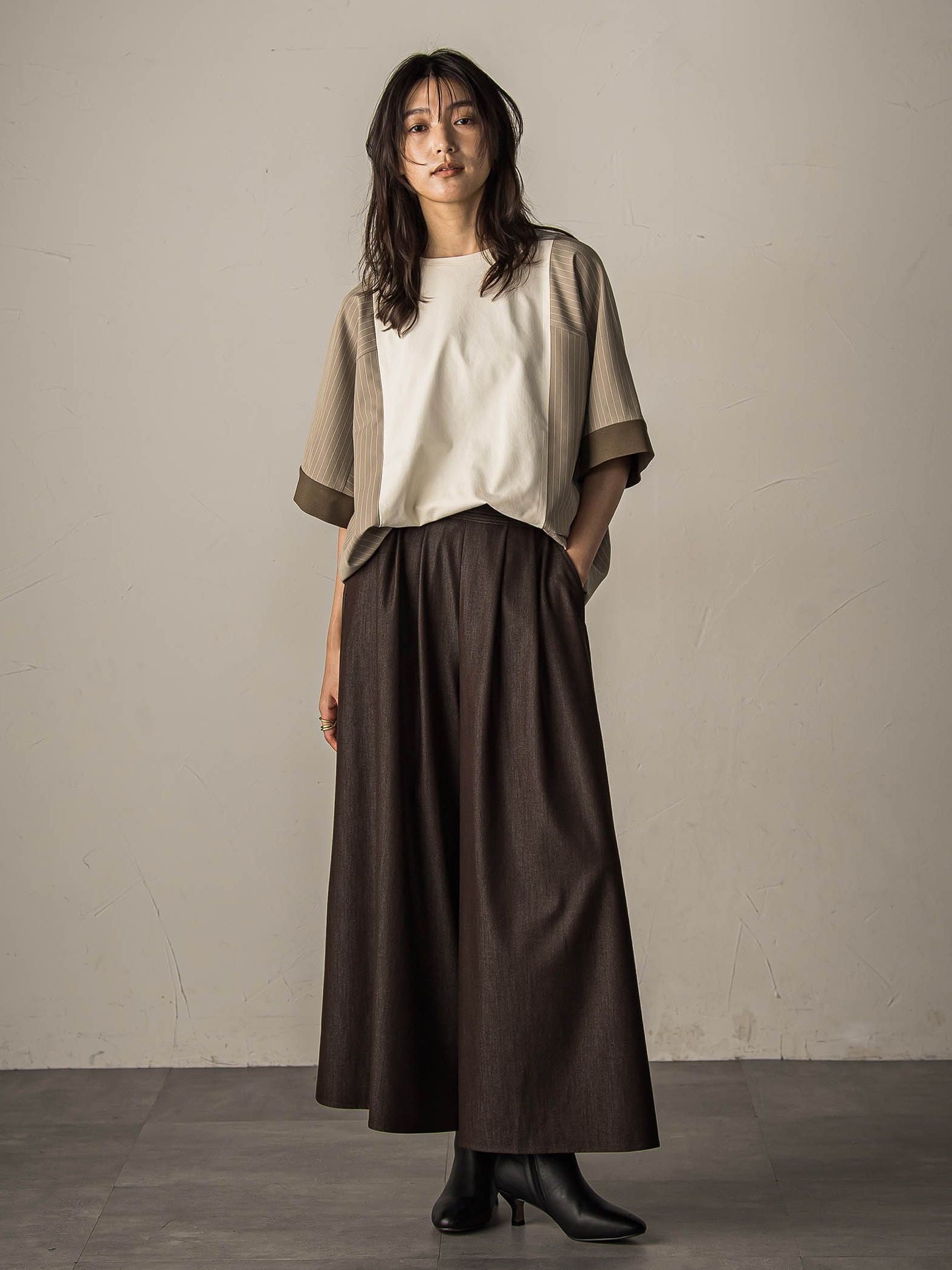 【新色追加】フレアヘムキュロットパンツ≪洗濯機で洗える≫