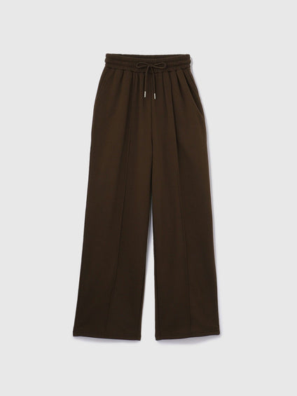 ミニ裏毛ピンタックワイドパンツ≪手洗い可能≫