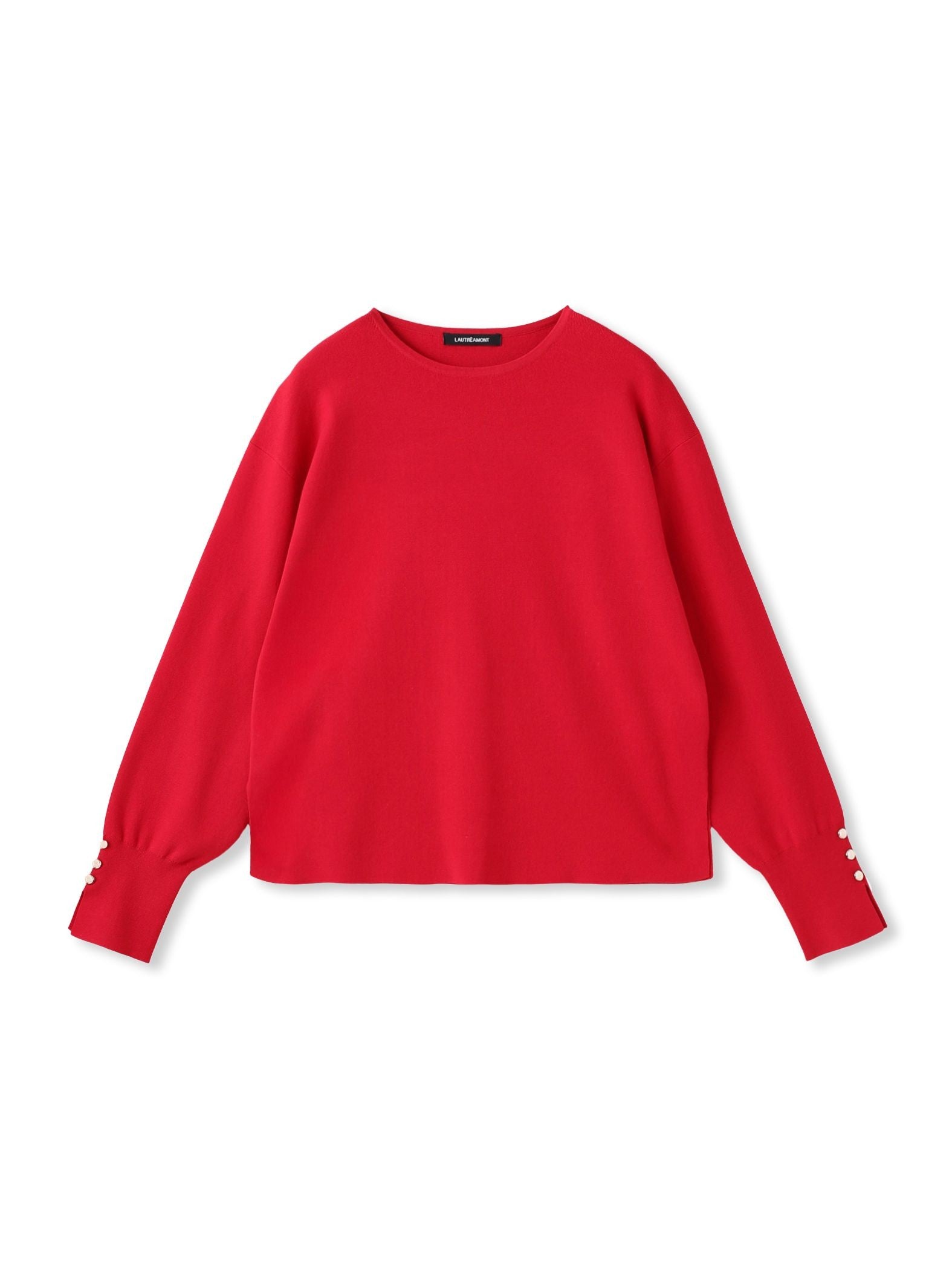 【新色追加】袖ボタンクルーネックニット ≪手洗い可能≫