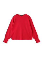 【新色追加】袖ボタンクルーネックニット ≪手洗い可能≫