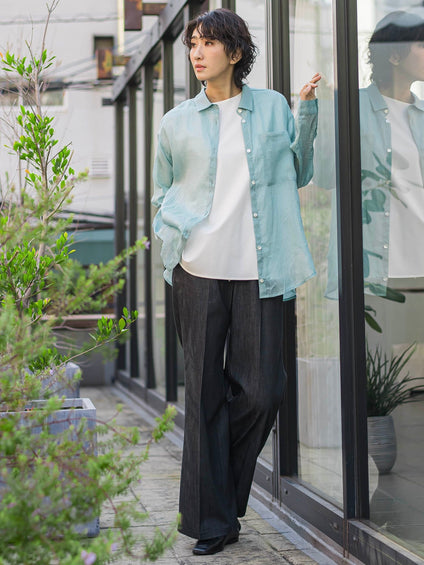 【大きいサイズ】セルロースデニムワイドパンツ