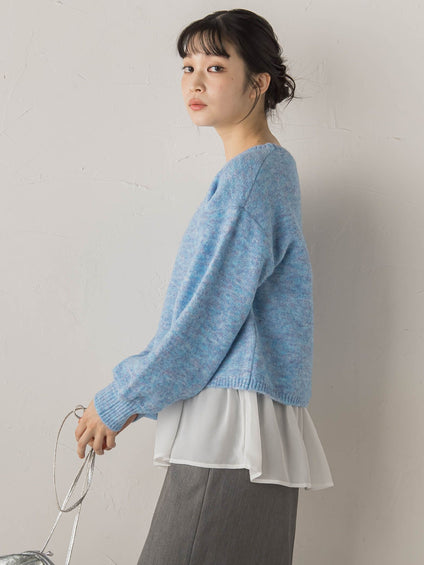 【WEB限定】メランジライク天竺ニット≪手洗い可能≫