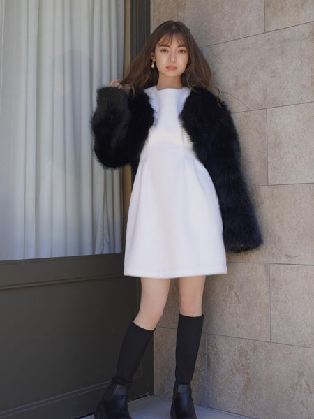 Back Ribbon shaggy One-Piece≪手洗い可能≫