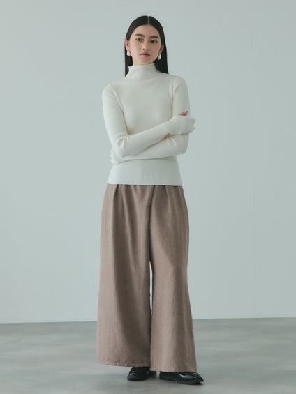 フィブリルサテンラップワイドパンツ≪洗濯機で洗える≫