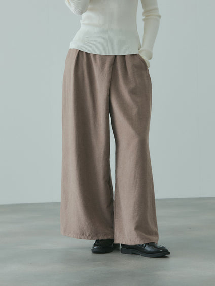 フィブリルサテンラップワイドパンツ≪洗濯機で洗える≫