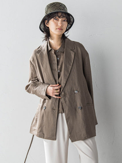 ペーパーリネンダブルブレストジャケット≪手洗い可能≫