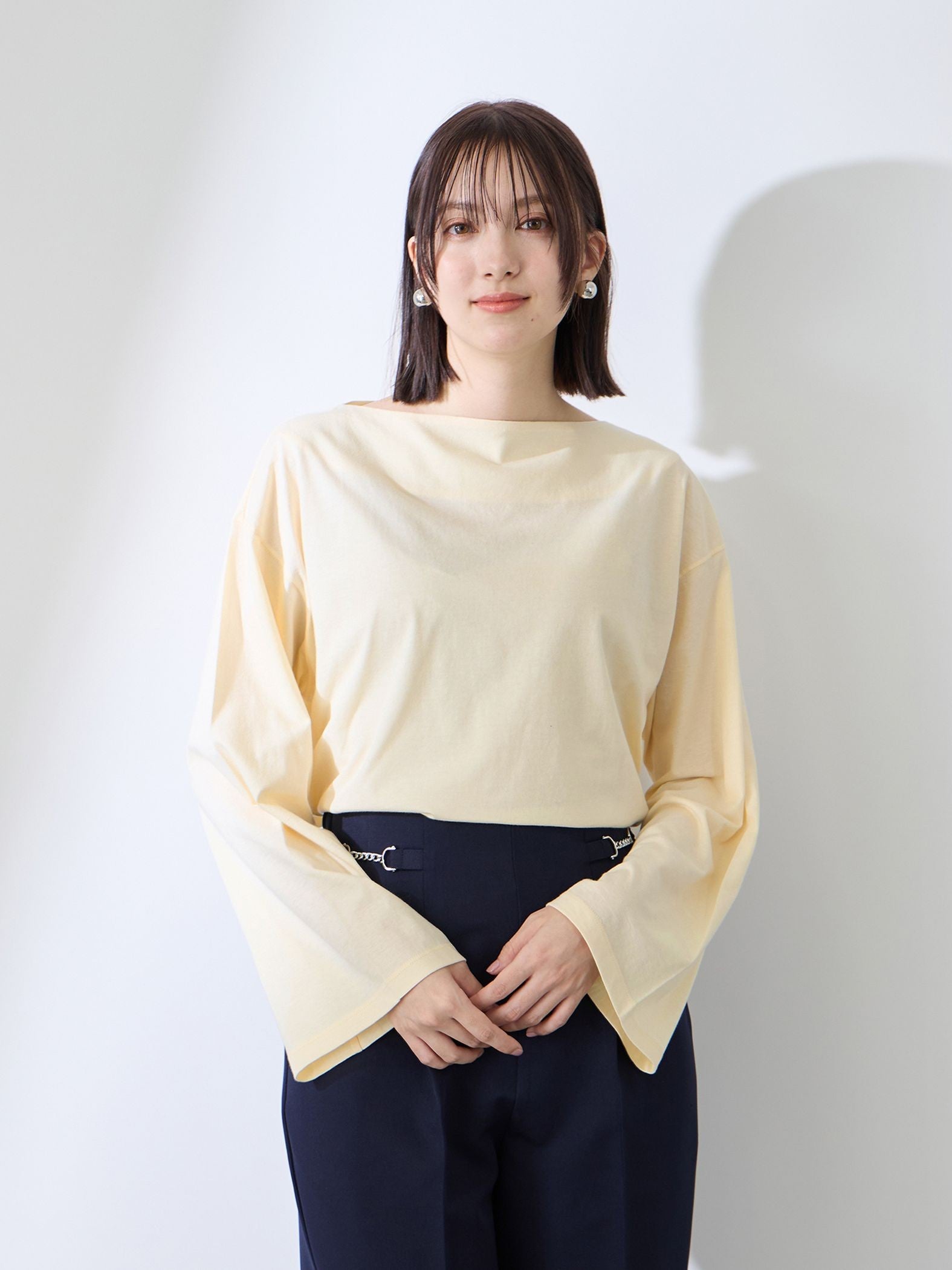 ハイゲージ天竺ボートネックプルオーバー