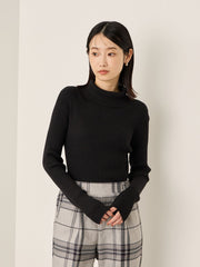 調温バックボタンハイネックニット≪手洗い可能≫