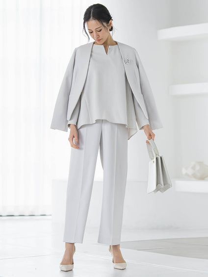 【WEB限定 13号】トリクシオンノーカラージャケット≪セットアップ対応/手洗い可能≫