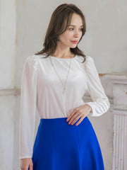 パフ袖ベロアカットソー≪手洗い可能≫