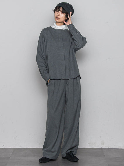 【一瞬で楽とキレイを叶える】裏起毛2WAYネックブラウス≪手洗い可能≫