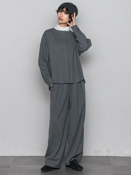 【一瞬で楽とキレイを叶える】裏起毛2WAYネックブラウス≪手洗い可能≫