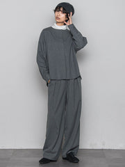 【一瞬で楽とキレイを叶える】裏起毛2WAYネックブラウス≪手洗い可能≫