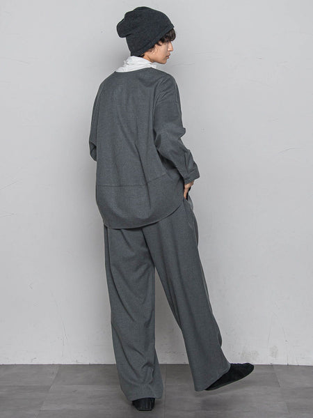 【一瞬で楽とキレイを叶える】裏起毛2WAYネックブラウス≪手洗い可能≫